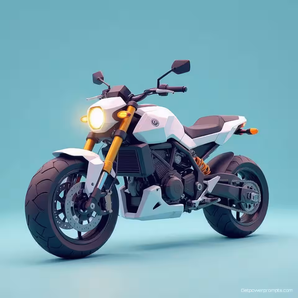 Hover bike, 3D low-poly modellering, cartoon stijl stijl, studio verlichting verlichting, effen kleur achtergrond achtergrond, gestileerde texturen, game-ready asset, geoptimaliseerde geometrie, schone topologie, professionele game development visualisatie