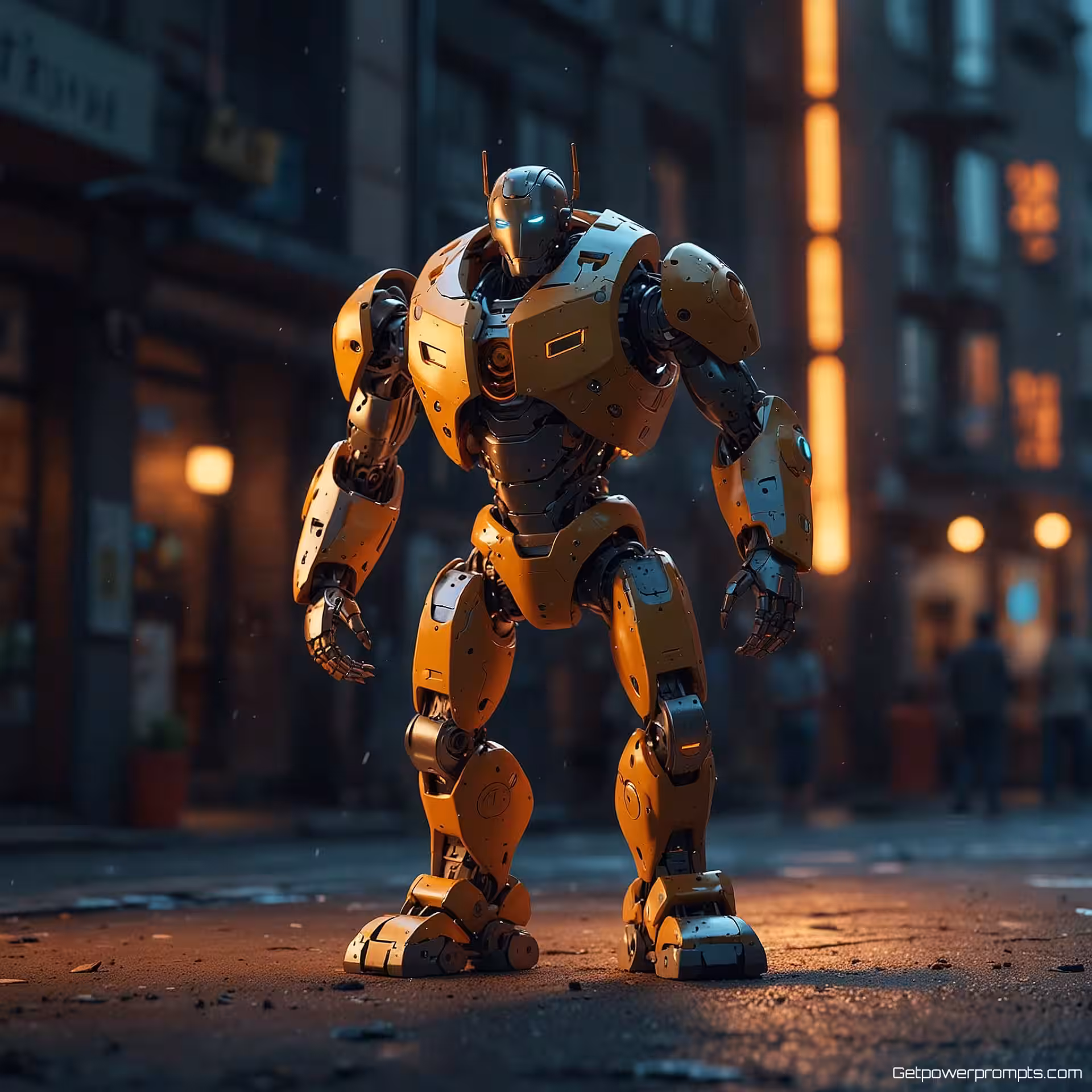 Robot karakter ontwerp, anime stijl animatie animatiestill, speelse sfeer sfeer, stedelijke setting achtergrond achtergrond, dynamische karakterhouding, expressieve gezichtskenmerken, monochroom kleurenpalet kleuren, cinematografische belichting, gedetailleerd karakterontwerp, animatie keyframe esthetiek