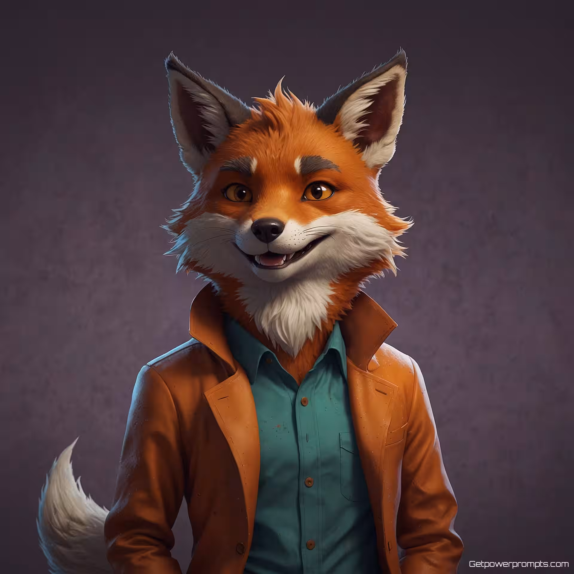 Antropomorfe vos personage, anime stijl personage portret, blije uitdrukking uitdrukking, minimalistische achtergrond achtergrond, studio verlichting verlichting, gedetailleerde gezichtskenmerken, expressieve ogen, cartoon personage ontwerp, levendige kleuren, professionele digitale illustratie, karakter referentieblad stijl