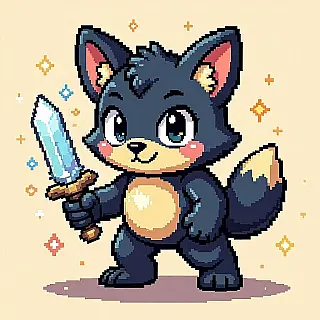 Schattig dier, 8-bit retro pixel art, heroïsch sfeer, transparant achtergrond, retro gaming esthetiek, 8-bit stijl, beperkt kleurenpalet, blokkerige pixels, nostalgisch videogame personage, sprite sheet formaat, pastel kleuren, lage resolutie charme, pixel perfect details