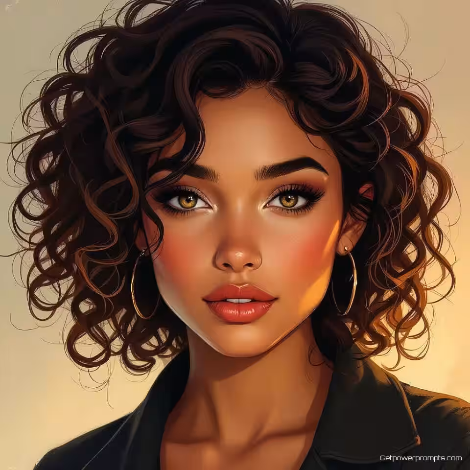 Jonge vrouw met krullend haar, digitaal schilderen portret illustratie, mysterieus sfeer, close-up perspectief, pastel kleuren, zacht licht verlichting, gedetailleerde gezichtskenmerken, expressieve karakterkunst, digitale schilderstijl, emotionele diepte, artistiek portret