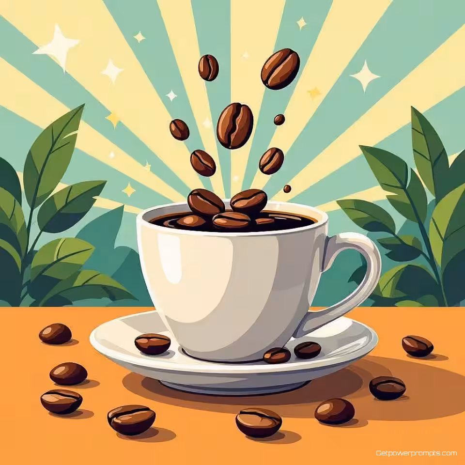 Koffiebonen, schone vector kunst illustratie, speels en leuk sfeer, close-up weergave perspectief, zachte pastelkleuren, merchandise ontwerp, printklaar artwork, commerciële illustratie, schone vectorstijl, digitale kunst, product applicatie mockup