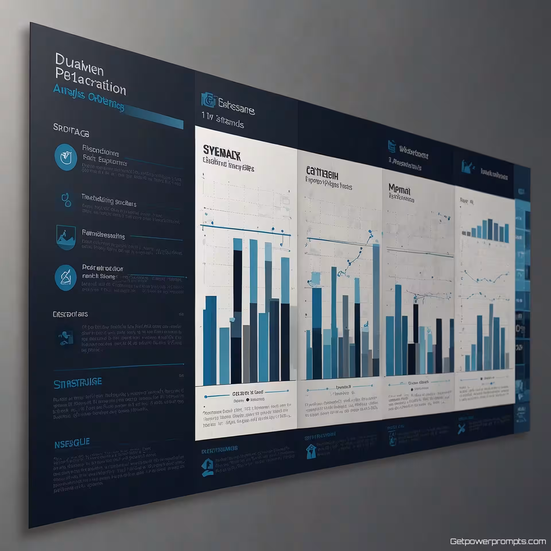 Studentprestatieanalyse, schoon zakelijk ontwerp infographic, professionele blauwtinten, geordende rasterindeling compositie, kalme rustgevende sfeer sfeer, schone typografie, datavisualisatie-elementen, professioneel ontwerp