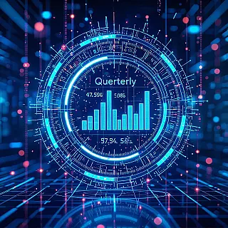Kwartaalverkoopprestaties, holografische infographic weergave, fotorealistisch rendering, neonblauw kleurenschema, gecentreerd compositie, futuristisch atmosfeer, zwevende dataprojecties, transparante interface-elementen, gloeiende datastromen, volumetrische visualisatie, futuristische technologie-esthetiek, professionele datapresentatie