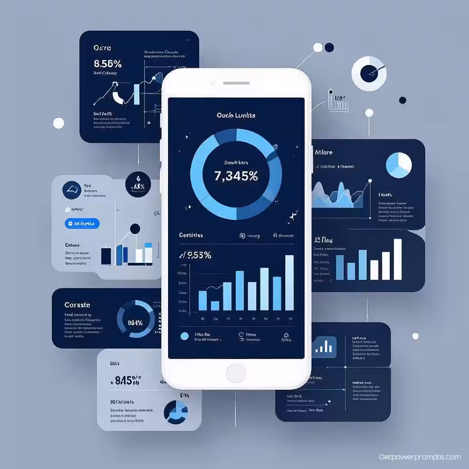 Mobiele app gebruik statistieken, geometrisch infographic ontwerp, vectorillustratie weergave, professioneel blauw en grijs kleurenschema, rasterlay-out compositie, professionele sfeer atmosfeer, wiskundige precisie, schone lijnen, modulaire data-elementen, professionele visualisatie, moderne esthetiek