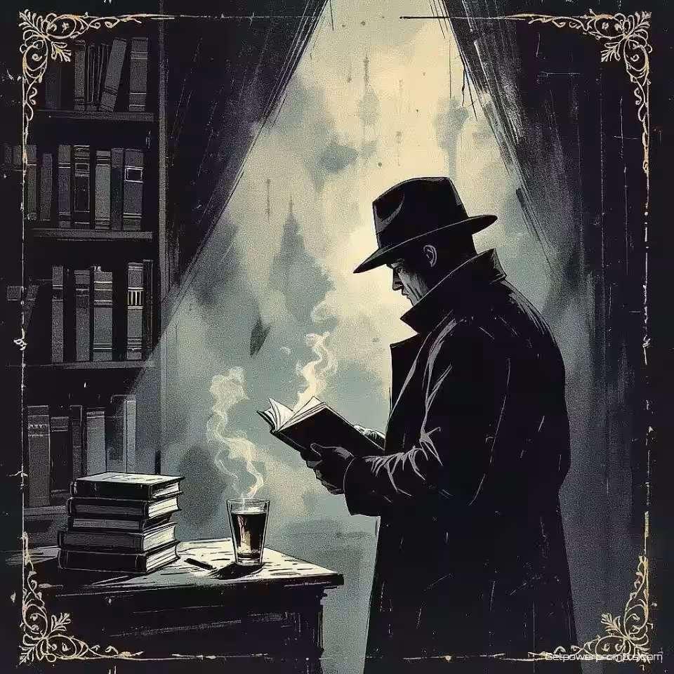 Misdaad mystery boekomslag, handgetekende illustratie, gedempt kleurenpalet kleurenschema, textuurpapier achtergrond achtergrond, zachte belichting belichting, centrale compositie lay-out, professionele boekomslag esthetiek, typografische hiërarchie, visuele verhaalvertelling, drukklare ontwerp, subtiele schaduwen, premium kwaliteit