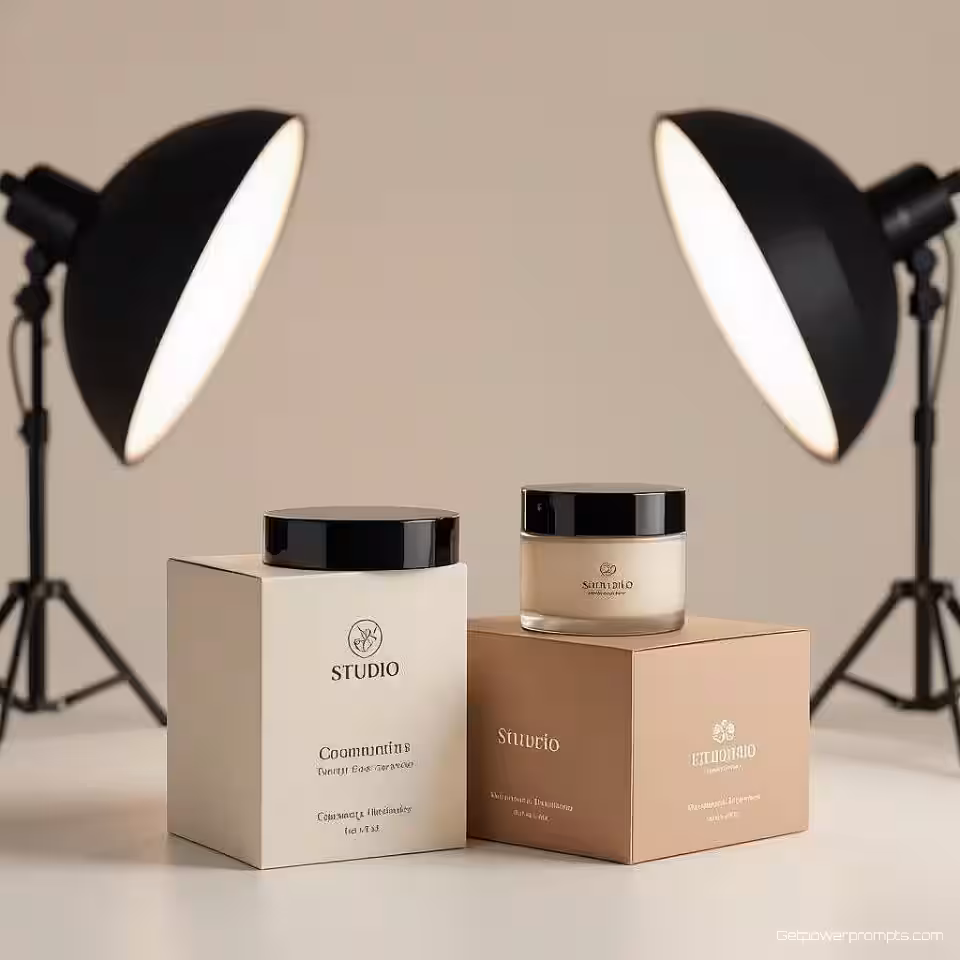 Cosmetische verpakkingsdoos, minimalistisch ontwerp, schone studio achtergrond achtergrond, professionele studio verlichting verlichting, frontaal zicht compositie perspectief, zachte pastel kleuren kleurenschema, professioneel verpakkingsontwerp, commerciële mockup, realistische presentatie, schone lay-out