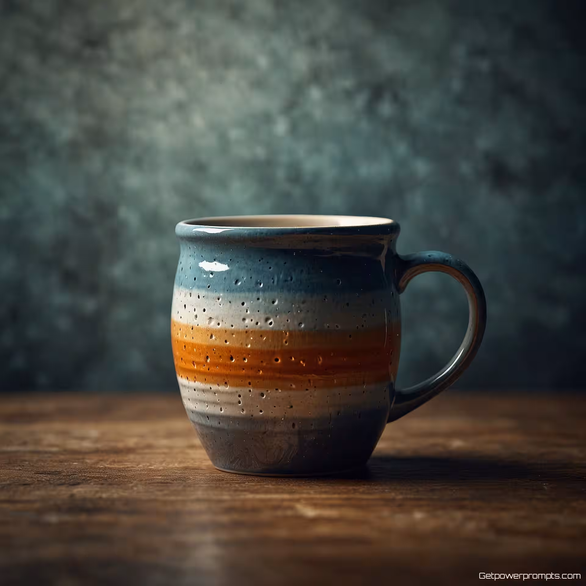 Ambachtelijke keramische koffiemok, 3D-rendering, natuurlijke textuurachtergrond achtergrond, natuurlijk omgevingslicht verlichting, close-up perspectief perspectief, complementair kleurenschema kleurenschema, professionele print ontwerp esthetiek, scherpe focus, commerciële kwaliteit