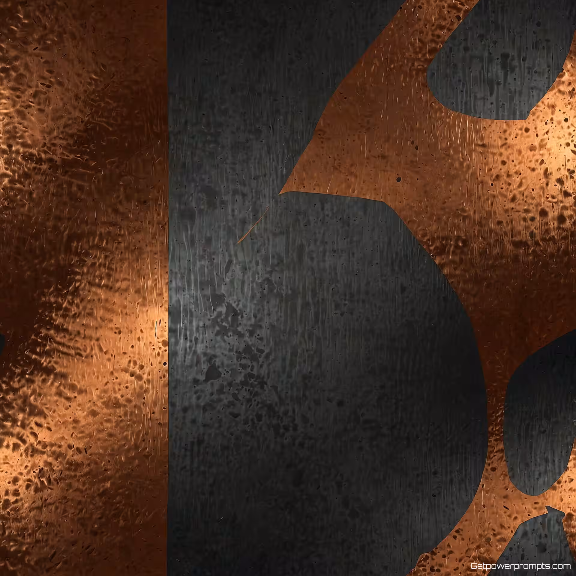 Koper oppervlaktetextuur, digitaal kunstpatroon, minimalistisch, macroperspectief, gepolijst, dramatische schaduwen verlichting, koperen tinten, industriële esthetiek, naadloze herhaling, metalen glans, gedetailleerde oppervlaktedetails, reflecterende eigenschappen