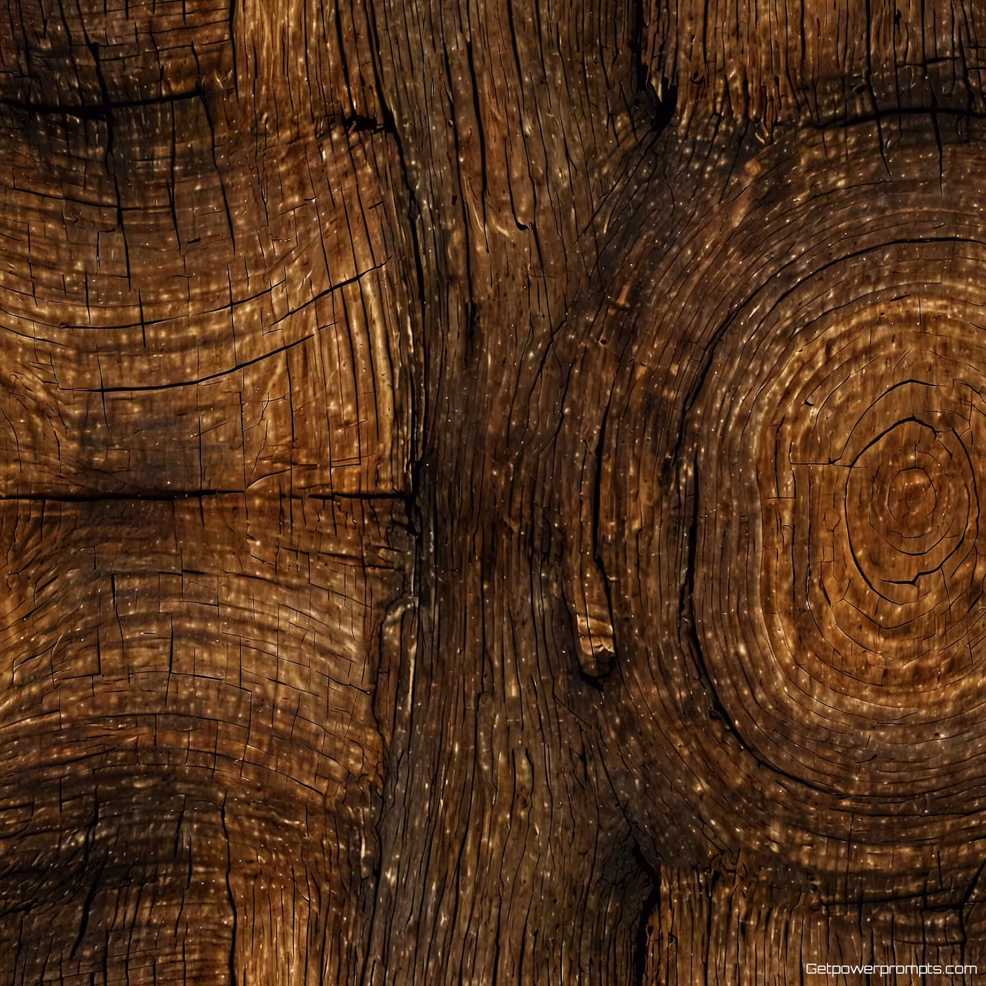 Eik houtnerf textuur, digitale kunst patroon, fotorealistisch, macro perspectief, verouderd oppervlak, dramatische verlichting verlichting, warme bruintinten, organische houtpatronen, naadloze herhaling, natuurlijke nerfdetails, jaarring formaties, authentiek houtoppervlak