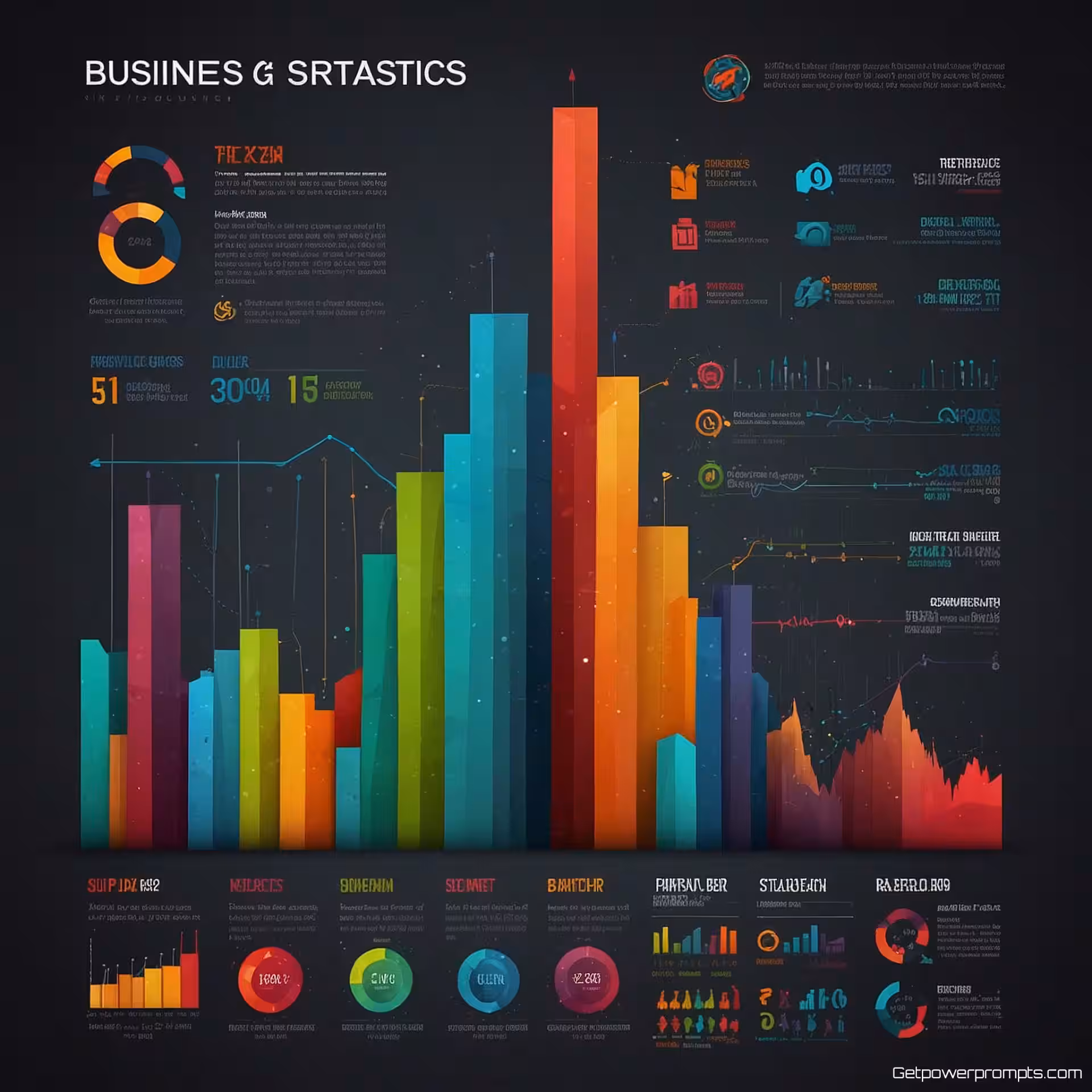 Bedrijfsgroei statistieken, vector infographic illustratie, zakelijke stijl stijl, verticale lay-out lay-out, heldere kleuren kleurenschema, schone vectorlijnen, data visualisatie elementen, modern infographic ontwerp, patroon achtergrond, schaalbare vectorafbeeldingen, informatiehiërarchie, professionele presentatie