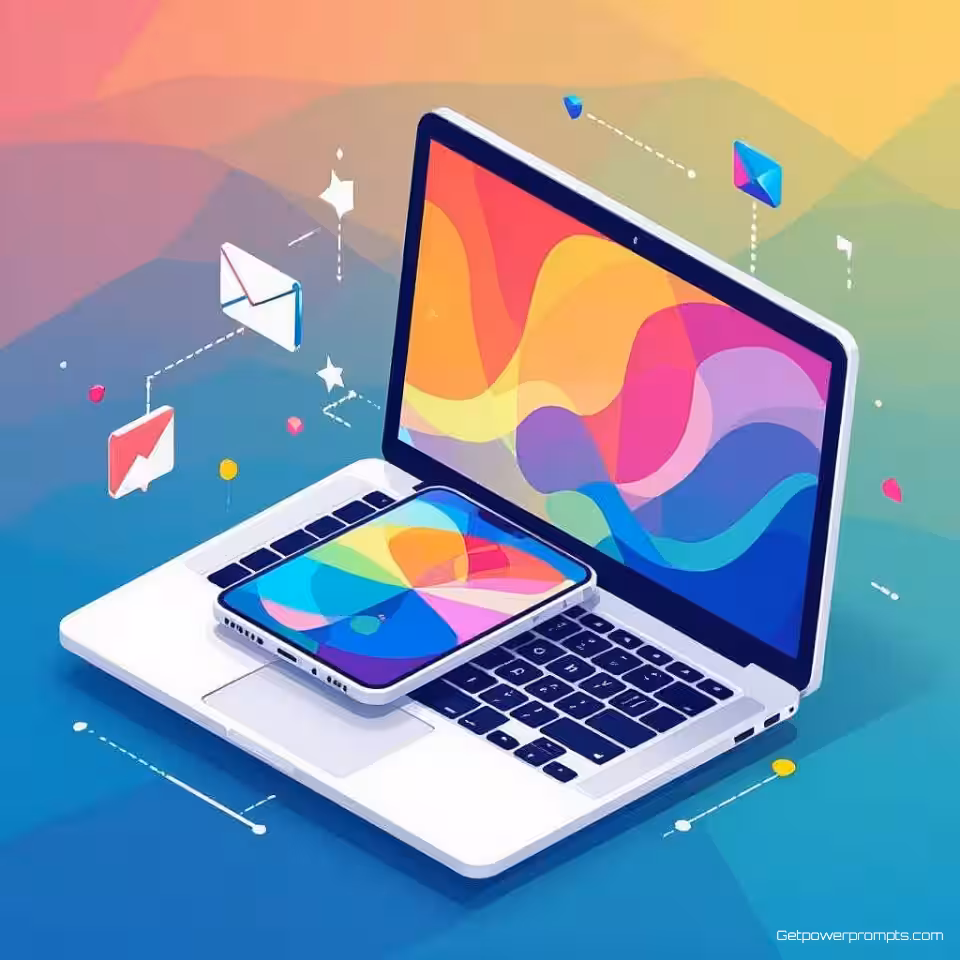 Smartphone of laptop, vector isometrische illustratie, schoon en eenvoudig stijl, isometrisch perspectief, helder en kleurrijk kleurenschema, schone vectorlijnen, schaalbare artwork, 3D vectorontwerp, geometrische compositie, enkele kleurachtergrond achtergrond, moderne isometrische kunst, technische vectorillustratie