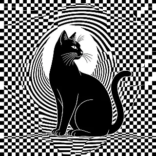 Katten silhouet, vector lijnkunst illustratie, minimalistisch stijl, gecentreerde compositie perspectief, zwart en wit kleurenschema, doorlopende lijn tekening, minimalistische vector kunstwerk, schone vector lijnen, witte achtergrond achtergrond, moderne esthetiek, schaalbare graphics, artistiek lijnwerk, hedendaagse digitale kunst