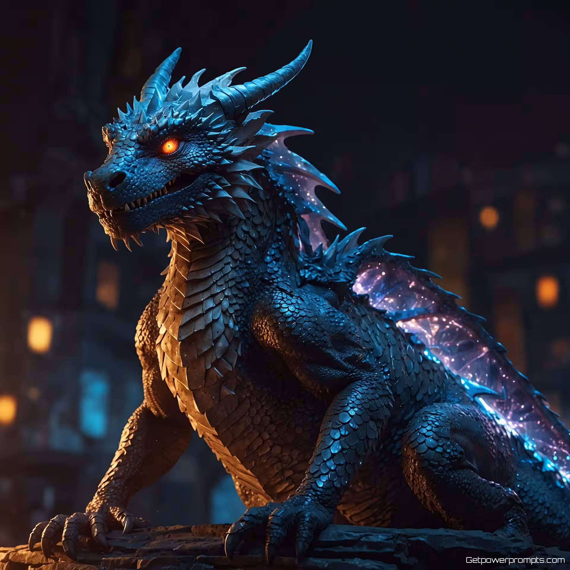 Oude draak met kristallen schubben, cel shaded graphics, heroïsche aanwezigheid sfeer, {{achtergrondstijl}} achtergrond, zachte verlichting belichting, gedetailleerd karakterontwerp, expressieve kenmerken, fantasy esthetiek