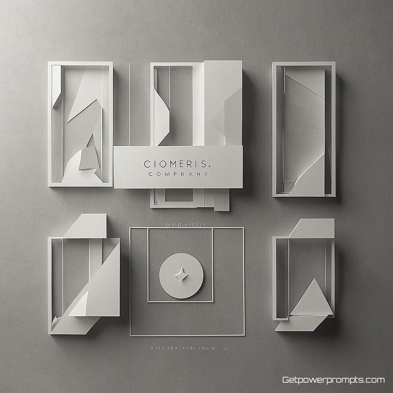 geometric company logo, elegant fade animation storyboard, minimal white background, playful and creative atmosphere, sequential frames presentation, motion flow visualization, professional branding development, clean layout, studio quality, centered composition