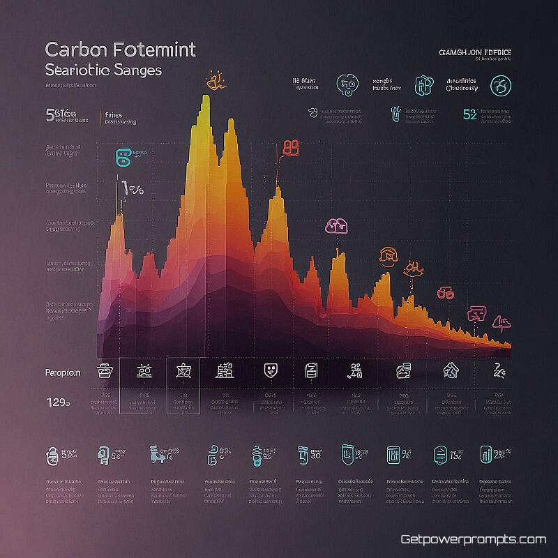 carbon footprint statistics, pictogram infographic design, flat design style, grid layout arrangement, pastel tones scheme, symbolic iconography, universal visual language, professional data communication, gradient background background, inspirational atmosphere