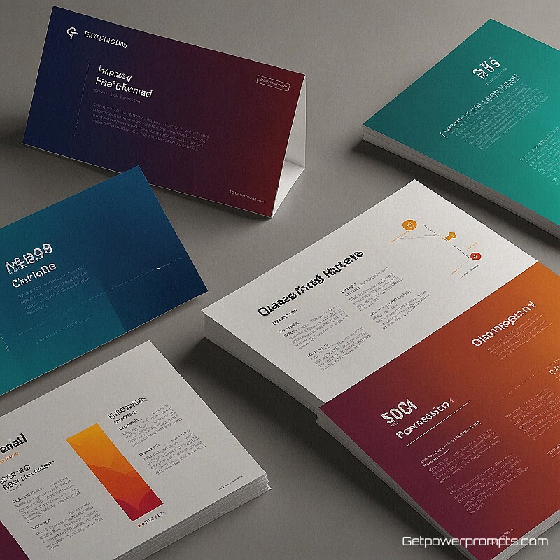 quarterly financial highlights, clean minimalist design, learning focused atmosphere, color gradient background background, natural daylight illumination lighting, overhead flat lay view perspective, handout design elements, professional presentation materials, clean layout, visual hierarchy, sharp focus, engaging educational content