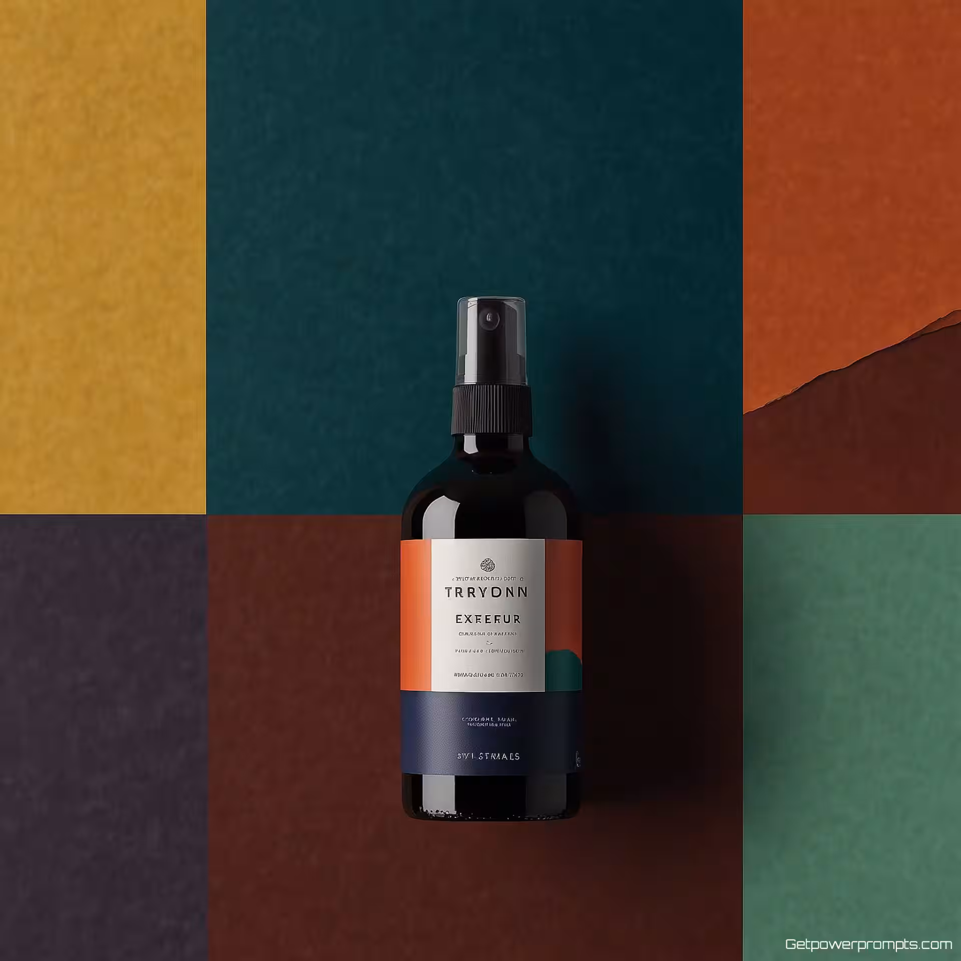 Productverpakking, mixed media, fotocollage compositie, merkkleuren, dramatisch licht belichting, professioneel sfeer, overlappende elementen, visuele verhaalvertelling, merkidentiteitssysteem, professionele esthetiek, samenhangende opstelling, moderne merkart