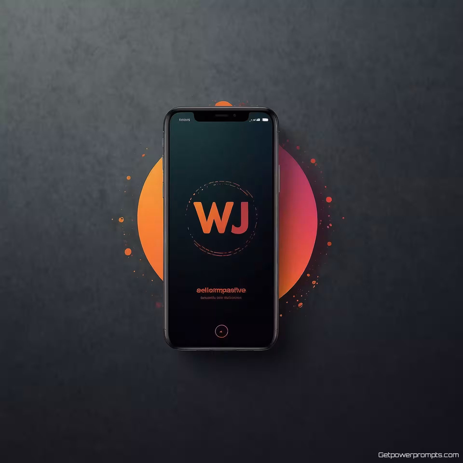 Vintage typografie logo, digitale interface mockup, smartphone scherm scherm, moderne interface UI-ontwerp, {{achtergrond_stijl}} achtergrond, professionele branding presentatie, schoon digitaal oppervlak, realistische schermreflectie, gecentreerde compositie, scherpe focus, moderne technologie showcase