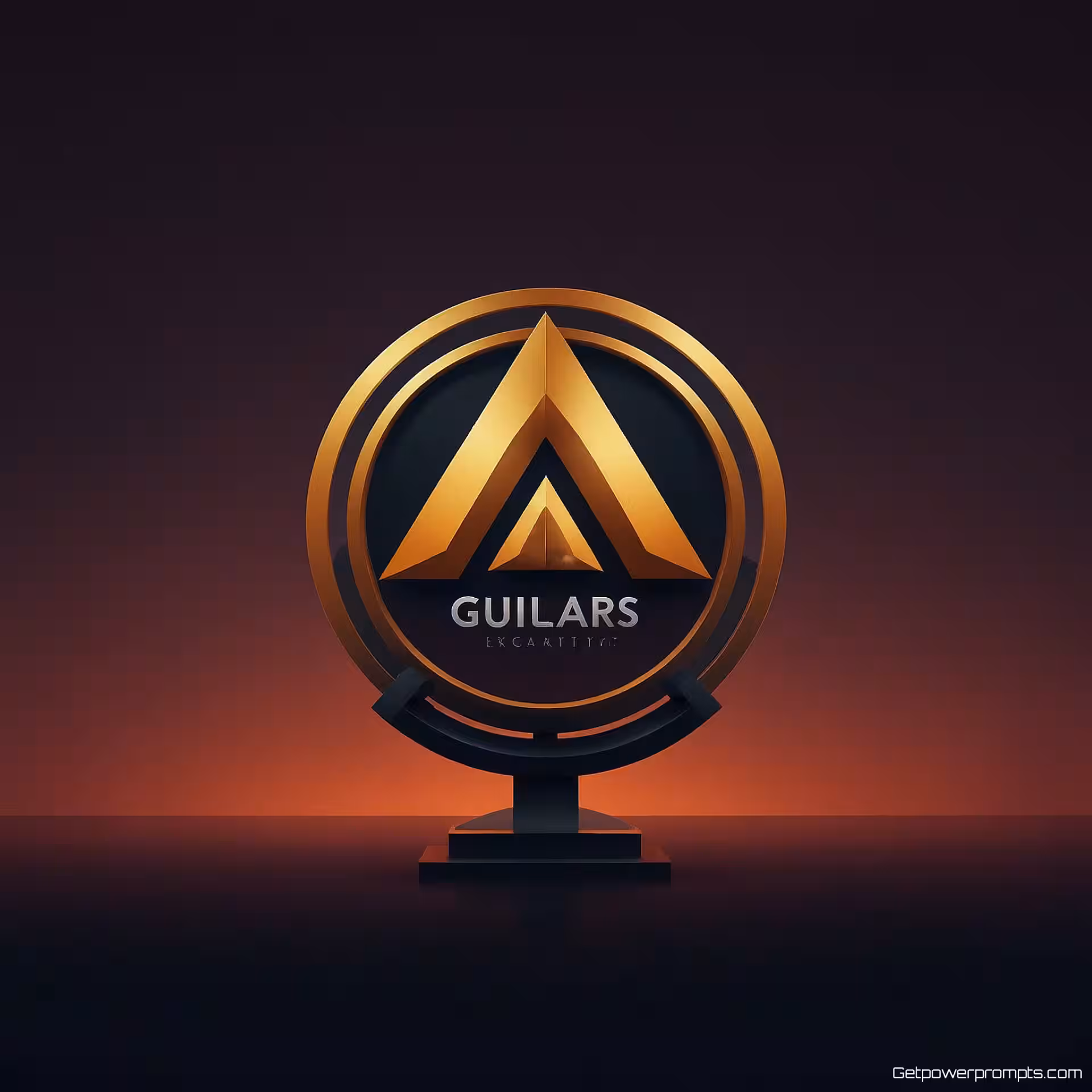 Typografie logo, vlak ontwerp, verloop achtergrond, dramatische verlichting verlichting, schone presentatie, professionele branding, gecentreerde compositie, scherpe focus, studiokwaliteit