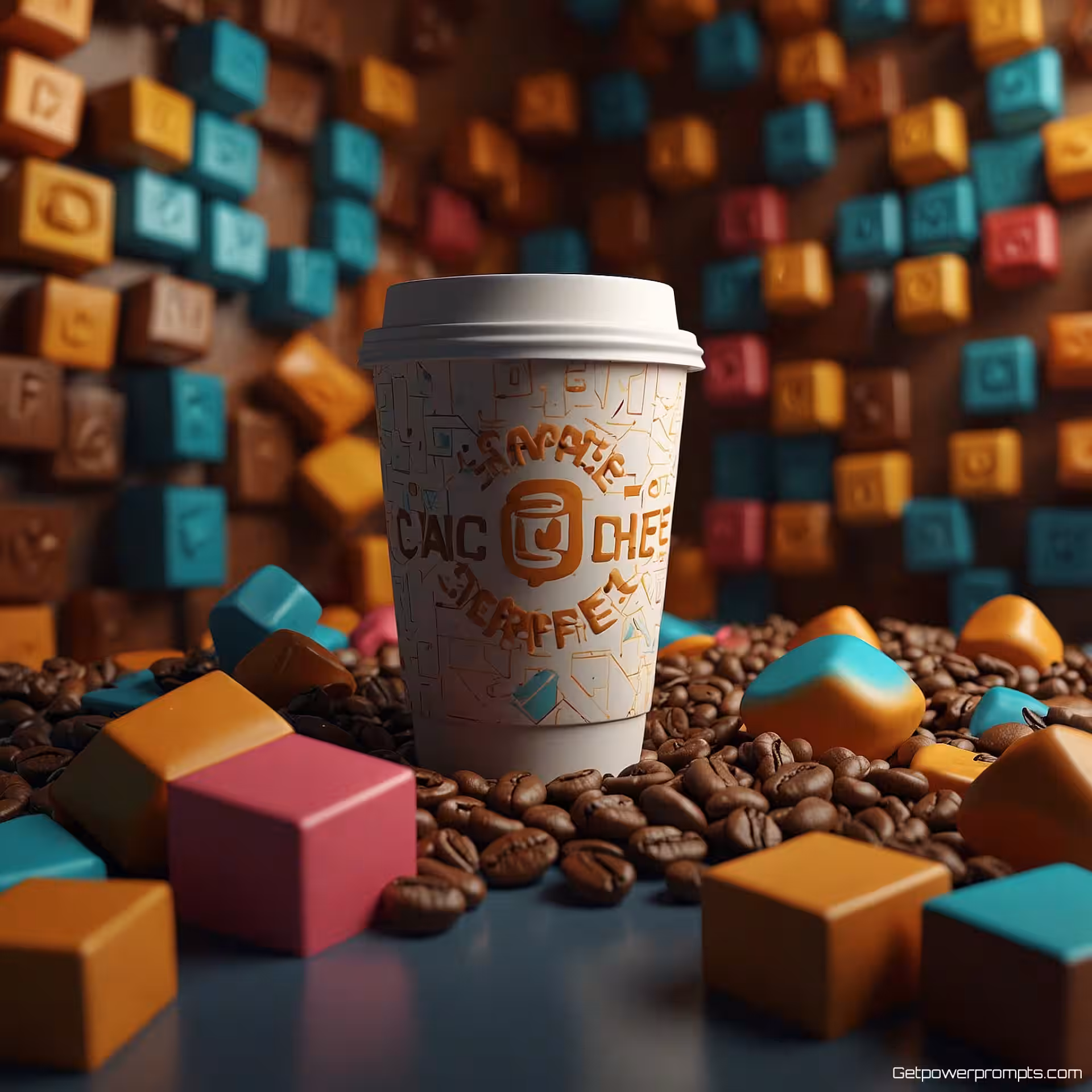 Wat is je favoriete koffiesoort?, 3D render, geometrisch patroon achtergrond achtergrond, natuurlijk licht verlichting, pastel kleuren, interactief poll-formaat, sociale media betrokkenheid, vraag-gerichte compositie, schone typografie, mobiel-geoptimaliseerde lay-out, aandacht-trekkend ontwerp