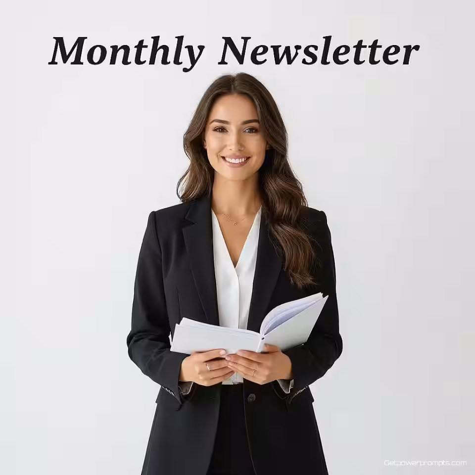 Maandelijkse nieuwsbrief koptekst, e-mailnieuwsbrief ontwerp, fotorealistisch, professioneel sfeer, centrale compositie perspectief, zacht licht belichting, effen kleur achtergrond, professionele e-mailmarketing, gebrandmerkte nieuwsbrief lay-out, boeiende visuele inhoud, conversiegericht ontwerp, digitale marketing esthetiek