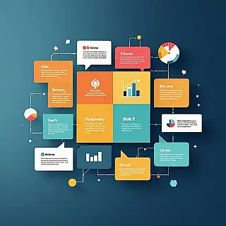 Strategisch planraamwerk, schoon minimalistisch ontwerp ontwerp, zakelijk professioneel sfeer, centrale compositie perspectief, zachte verlichting verlichting, effen kleurachtergrond achtergrond, professionele presentatietemplate, gebrandmerkte dia-ontwerp, zakelijke communicatie, visuele storytelling, corporate identiteit, schone lay-out, professionele esthetiek