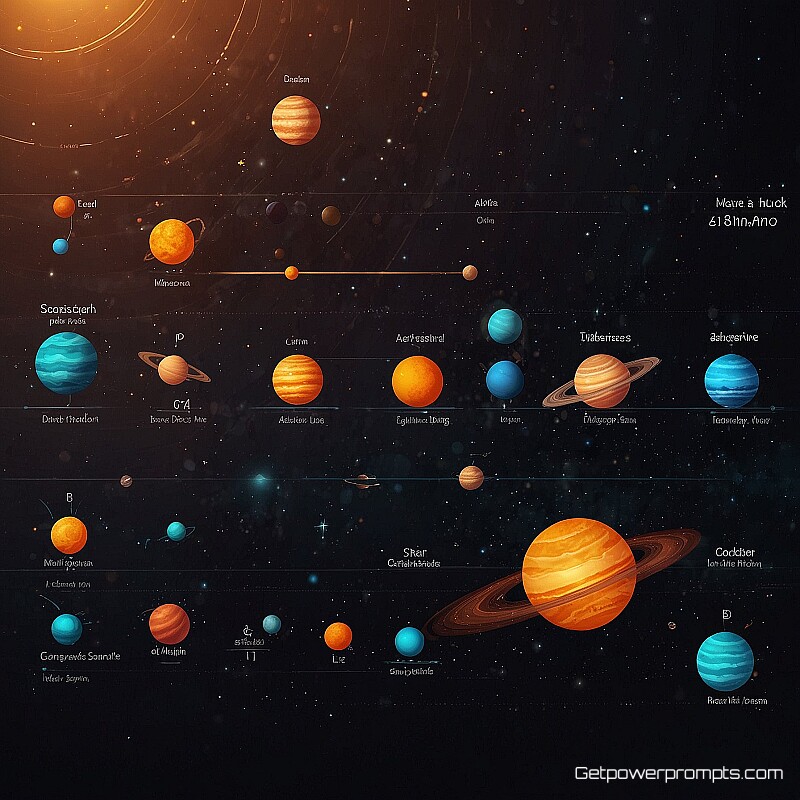 solar system planets, educational illustration, minimalist diagram, gradient background background, monochromatic scheme, clear visual hierarchy, informative labels, academic aesthetic