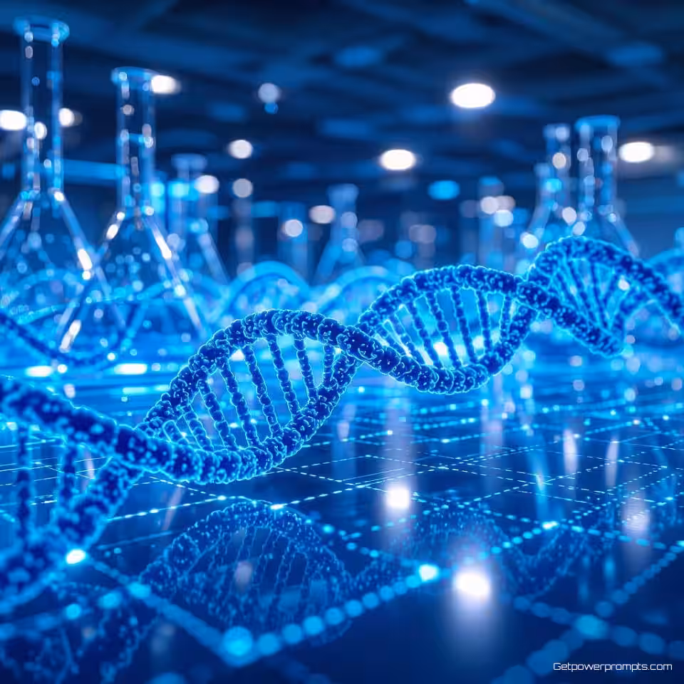 Genetische sequenties, microscopische beeldvorming visualisatie, laboratoriumblauw, effen kleur achtergrond, natuurlijk licht verlichting, wetenschappelijke nauwkeurigheid, onderzoeksdatapatronen, laboratoriumesthetiek, analytische precisie, schone wetenschappelijke presentatie, professionele onderzoeksvisualisatie