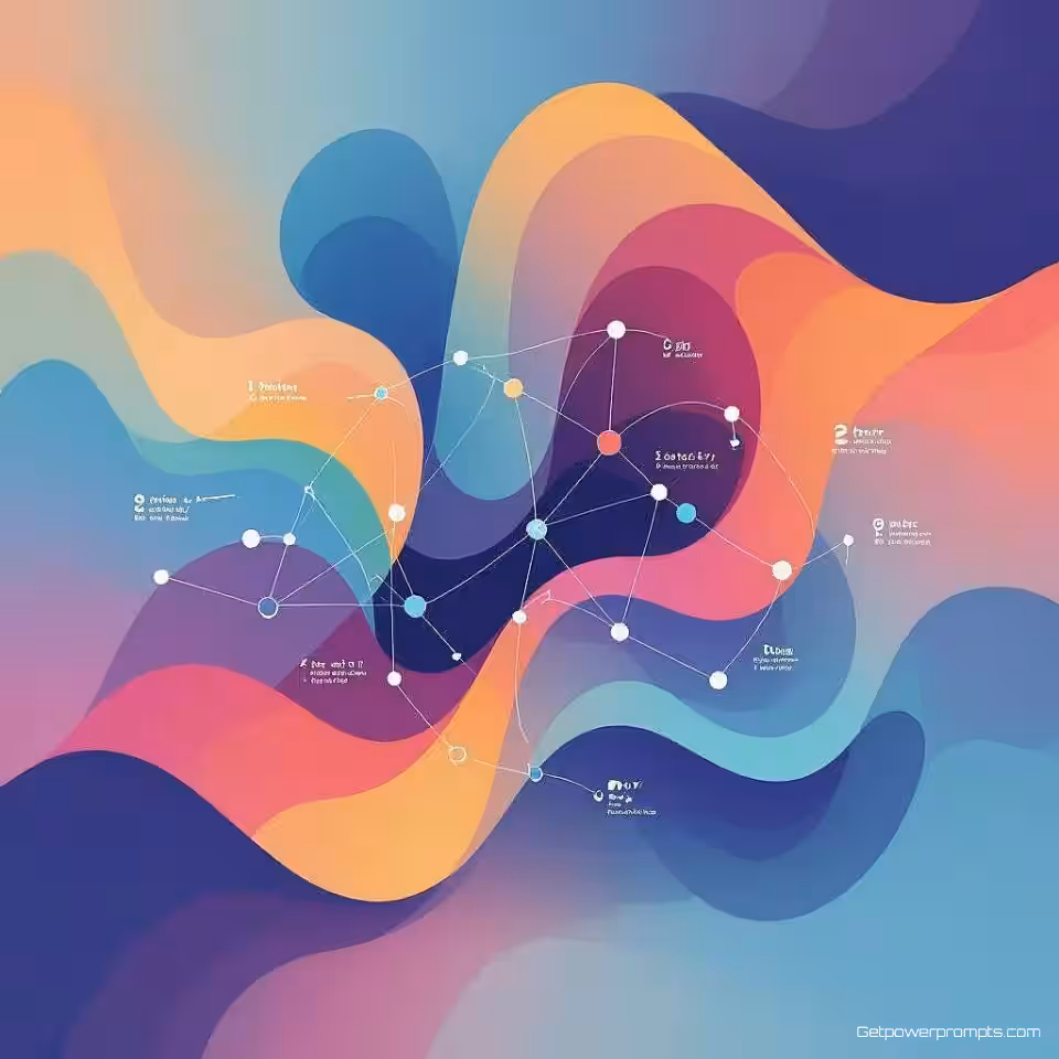 Gezondheid en welzijn statistieken, abstracte datavisualisatie, vloeiende organische vormen infographic ontwerp, levendige verloopkleuren kleurenschema, centraal gerichte compositie lay-out, vloeiende organische vormen, verbonden dataknopen, lichte textuur achtergrond achtergrond, moderne artistieke interpretatie, conceptueel informatieontwerp, visuele metafoor representatie