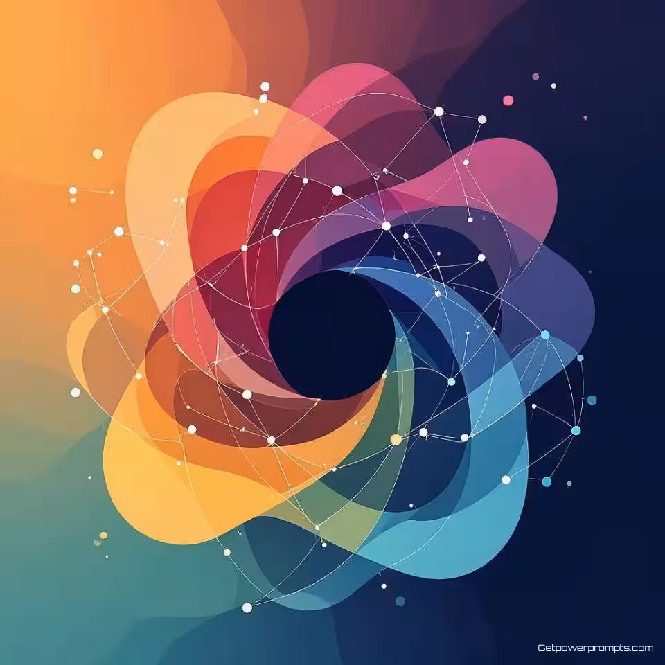 Marktanalyse data, abstracte datavisualisatie, vloeiende organische vormen infographic ontwerp, levendige verloopkleuren kleurenschema, centraal gerichte compositie lay-out, vloeiende organische vormen, verbonden dataknopen, lichte textuur achtergrond achtergrond, moderne artistieke interpretatie, conceptueel informatieontwerp, visuele metafoor representatie