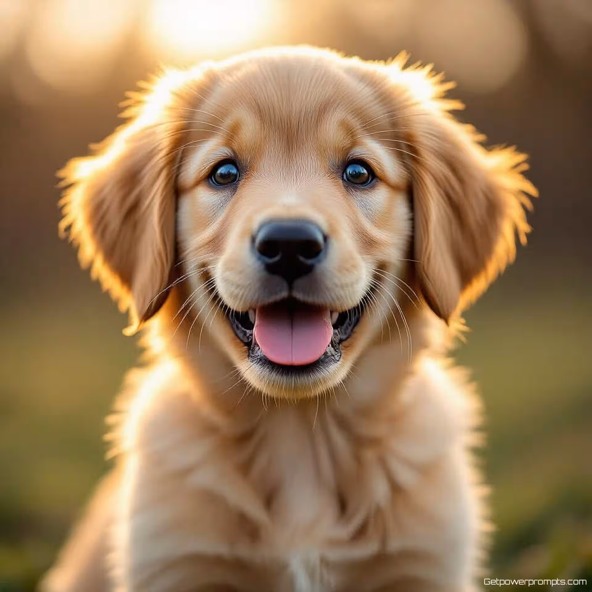 Golden retriever puppy, fotorealistisch, close-up perspectief, natuurlijke belichting belichting, effen kleur achtergrond, warme aardtinten, ondiepe scherptediepte, Instagram story-formaat, speelse huisdier esthetiek, zachte achtergrond focus, boeiende diereninhoud, sociale media huisdierfotografie, authentieke huisdierpersoonlijkheid, mobiel geoptimaliseerde lay-out