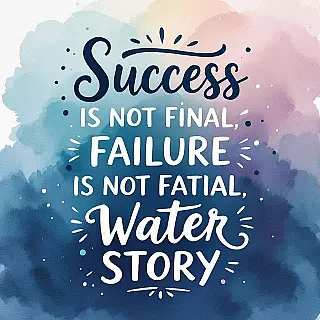 Succes is niet definitief, falen is niet fataal, aquarel kunst, verloop achtergrond achtergrond, pastel kleuren, Instagram story formaat, inspirerende sfeer sfeer, typografie-gericht ontwerp, inspirerende esthetiek, mobiel-geoptimaliseerde lay-out, schone typografie, boeiende visuele inhoud
