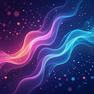 Abstract deeltjessysteem, digitale kunst bewegende graphics, energiek sfeer, gradiënt achtergrond, zacht licht verlichting, pastelkleuren, Instagram story formaat, dynamische compositie, vloeiende beweging, abstracte vormen, moderne esthetiek, ondiepe scherptediepte