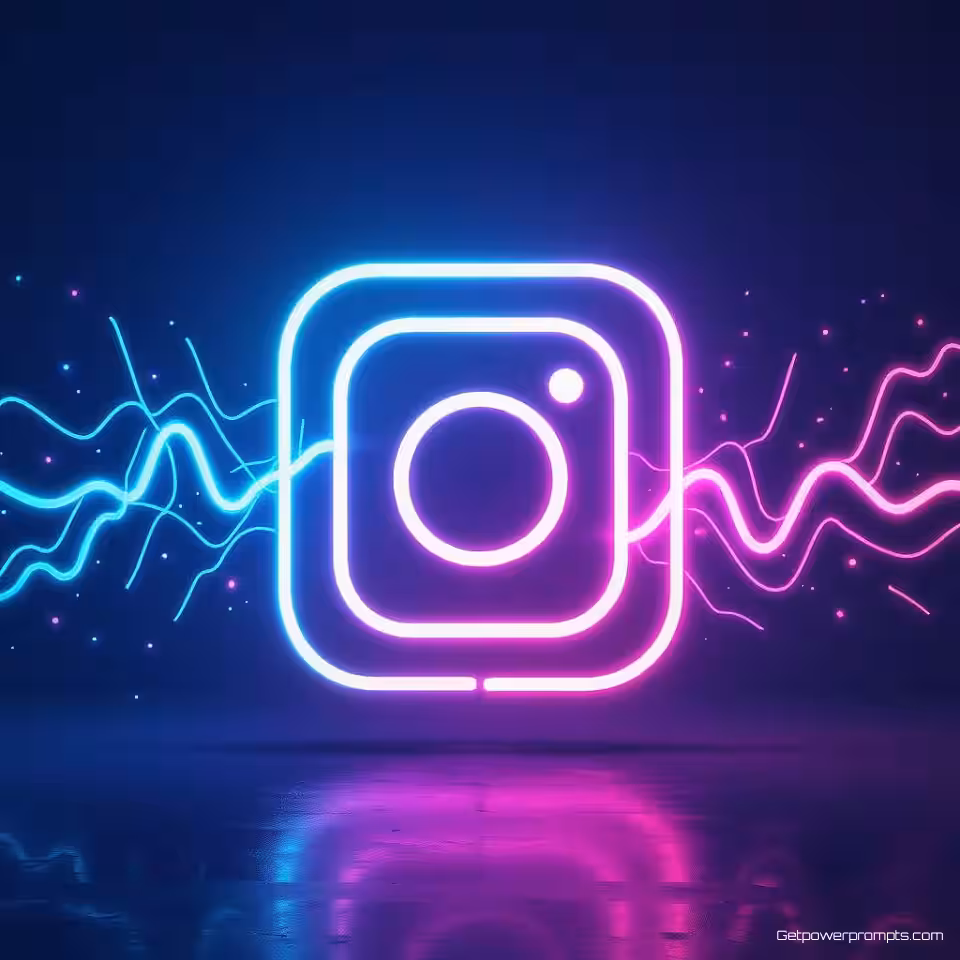 Bedrijfslogo, digitale illustratie neon ontwerp, energiek sfeer, donker verloop achtergrond, neon gloed verlichting, elektrisch blauw en roze, Instagram story formaat, gloeiend effect, levendige neonkleuren, moderne esthetiek, ondiepe scherptediepte, elektrische gloed, hedendaags ontwerp