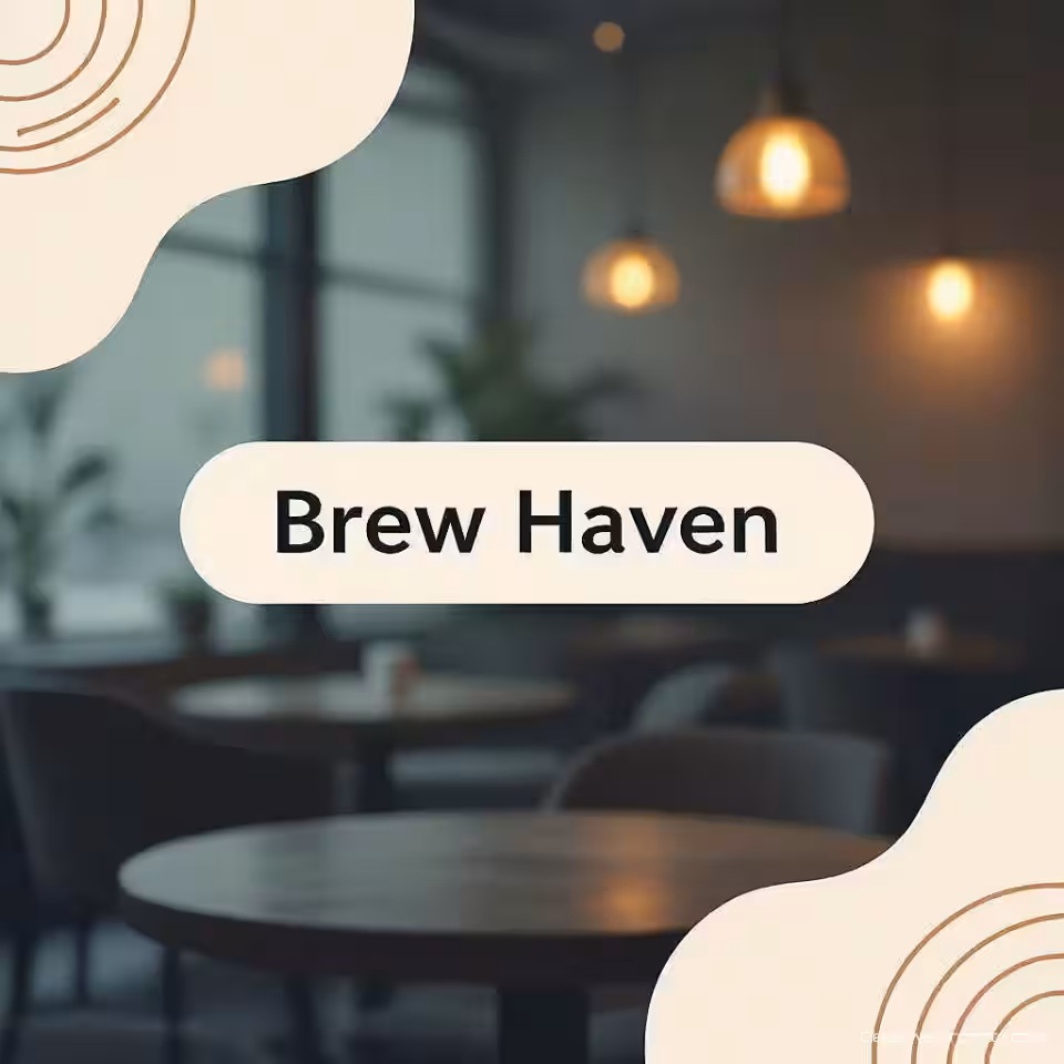 Brew Haven Facebook cover, minimalistisch, professioneel sfeer, abstracte gradiënt achtergrond, zacht verlichting, moderne compositie, geometrische patronen, merkaccenten in kleur, geoptimaliseerde lay-out voor sociale media, professionele esthetiek