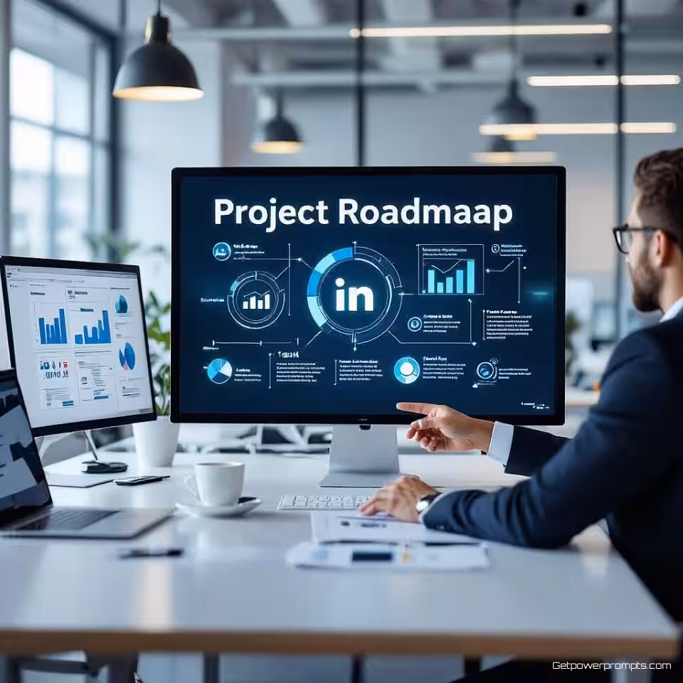 Project roadmap ontwikkeling, fotorealistisch, professioneel sfeer, minimalistische achtergrond achtergrond, zacht daglicht verlichting, professionele LinkedIn post, strategische planning visualisatie, close-up perspectief perspectief, moderne zakelijke vergadering, whiteboard elementen, collaboratieve besluitvorming, schone corporate esthetiek
