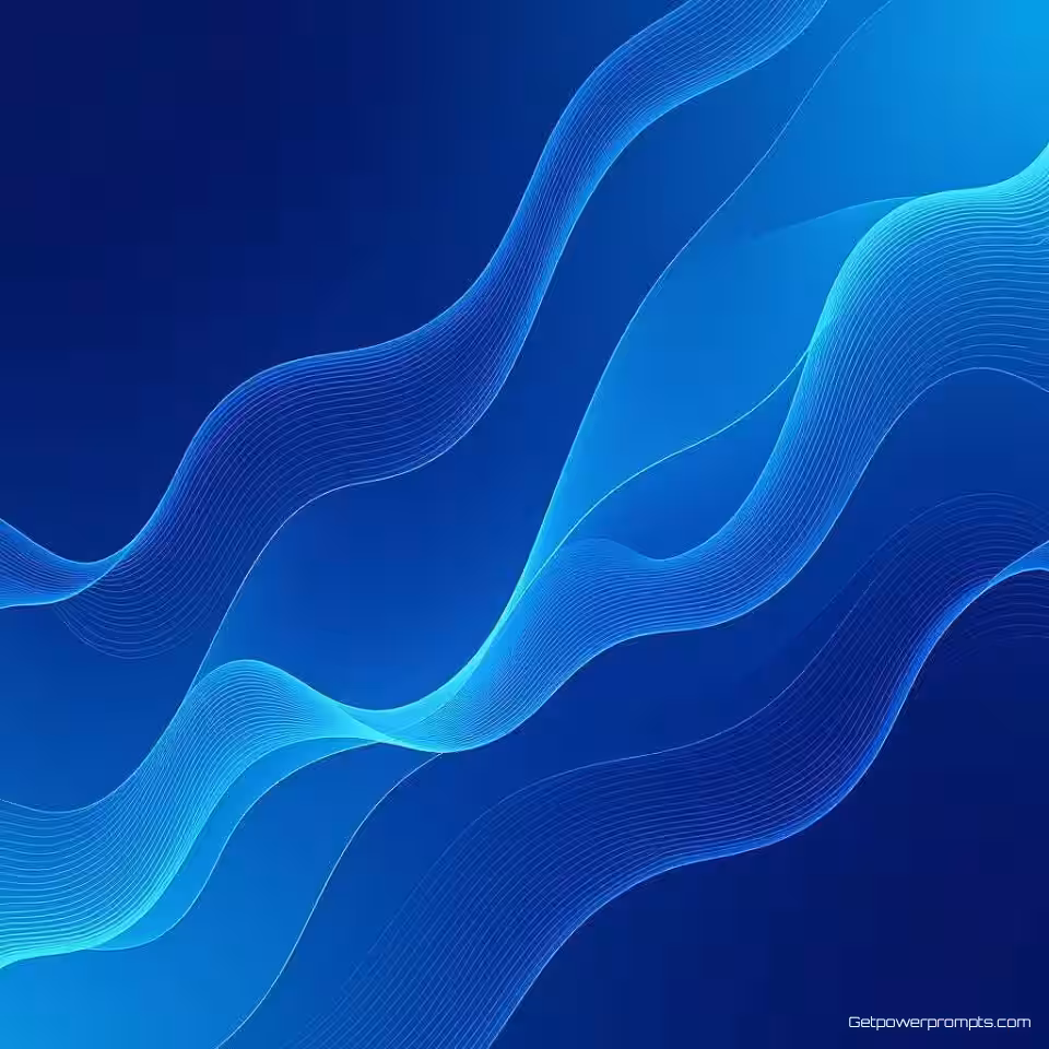 Abstracte vloeiende lijnen, digitale kunst, professioneel sfeer, verloop achtergrond, blauwe tinten, abstracte LinkedIn header, professionele esthetiek, schone compositie, modern ontwerp