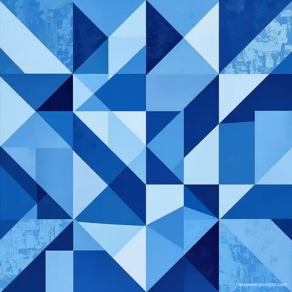 Geometrische patronen, minimalistisch ontwerp, blauwe tonen, geometrische elementen, kleurverloop achtergrond, schone lijnen, professionele LinkedIn header, moderne esthetiek, gebalanceerde compositie, subtiele texturen