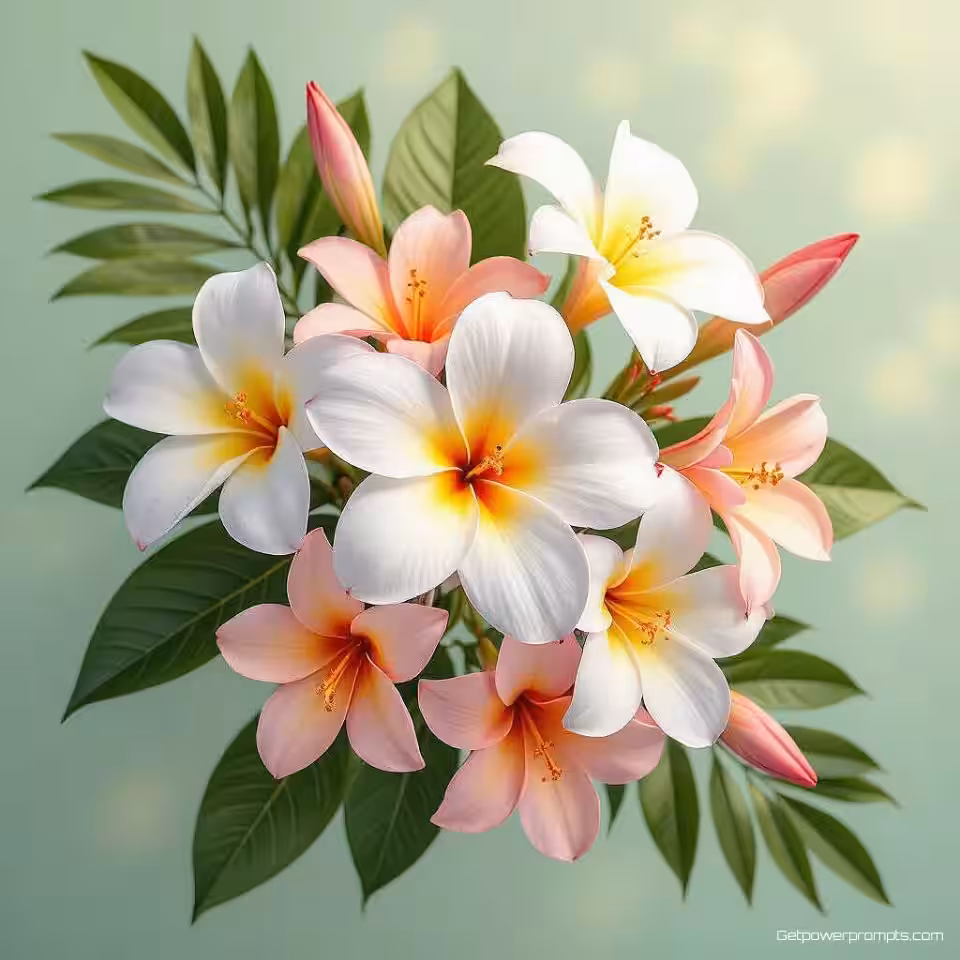 Tropische bloemen, fotorealistisch bloemenfotografie, close-up perspectief, natuurlijk licht belichting, pastelkleuren, effen kleur achtergrond, brede panoramische compositie, X header afmetingen, artistiek bloemstuk, ondiepe scherptediepte, botanische esthetiek