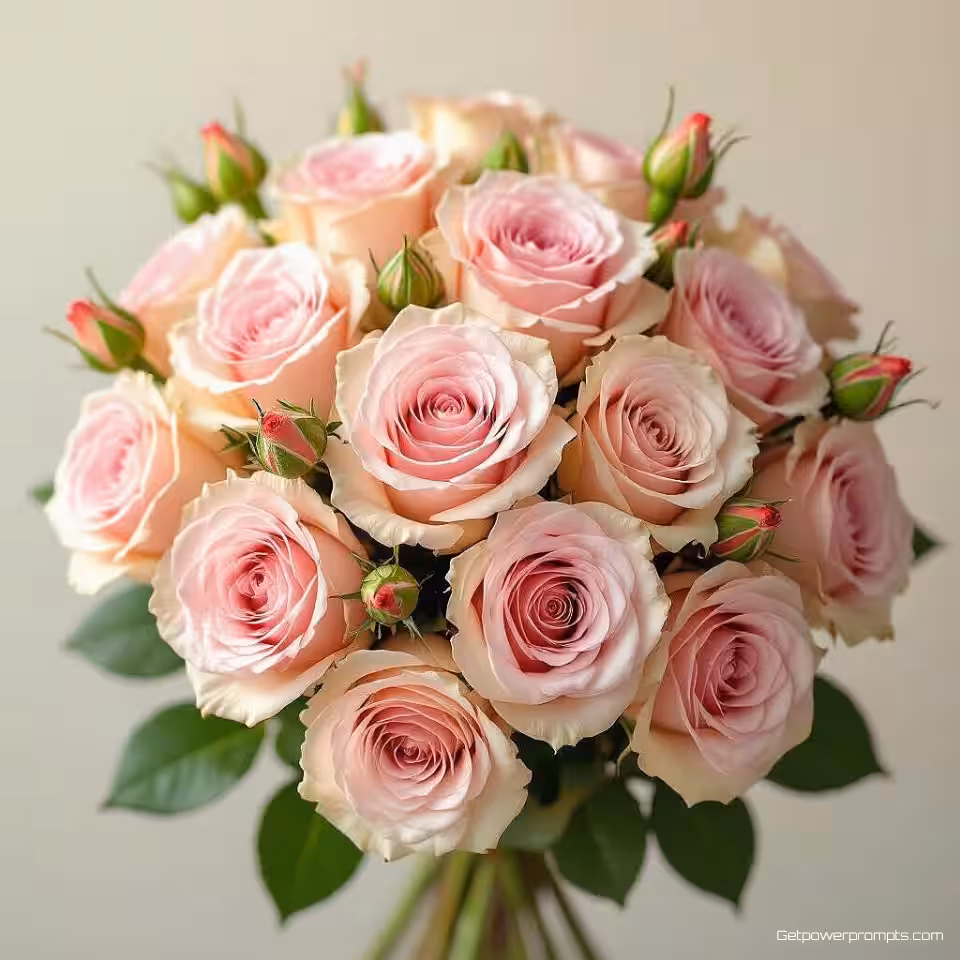 Rozenboeket, fotorealistisch bloemenfotografie, close-up perspectief, natuurlijk licht belichting, pastelkleuren, effen kleur achtergrond, brede panoramische compositie, X header afmetingen, artistiek bloemstuk, ondiepe scherptediepte, botanische esthetiek