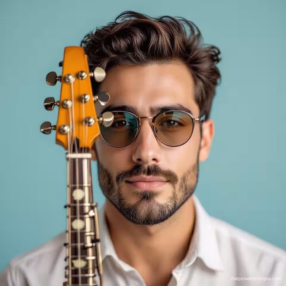 Muzikant, fotorealistisch portretfotografie, close-up perspectief, zacht natuurlijk licht belichting, wazige bokeh achtergrond, intiem sfeer, brede panoramische compositie, X header afmetingen, artistiek portret esthetiek, ondiepe scherptediepte, professionele sociale media header