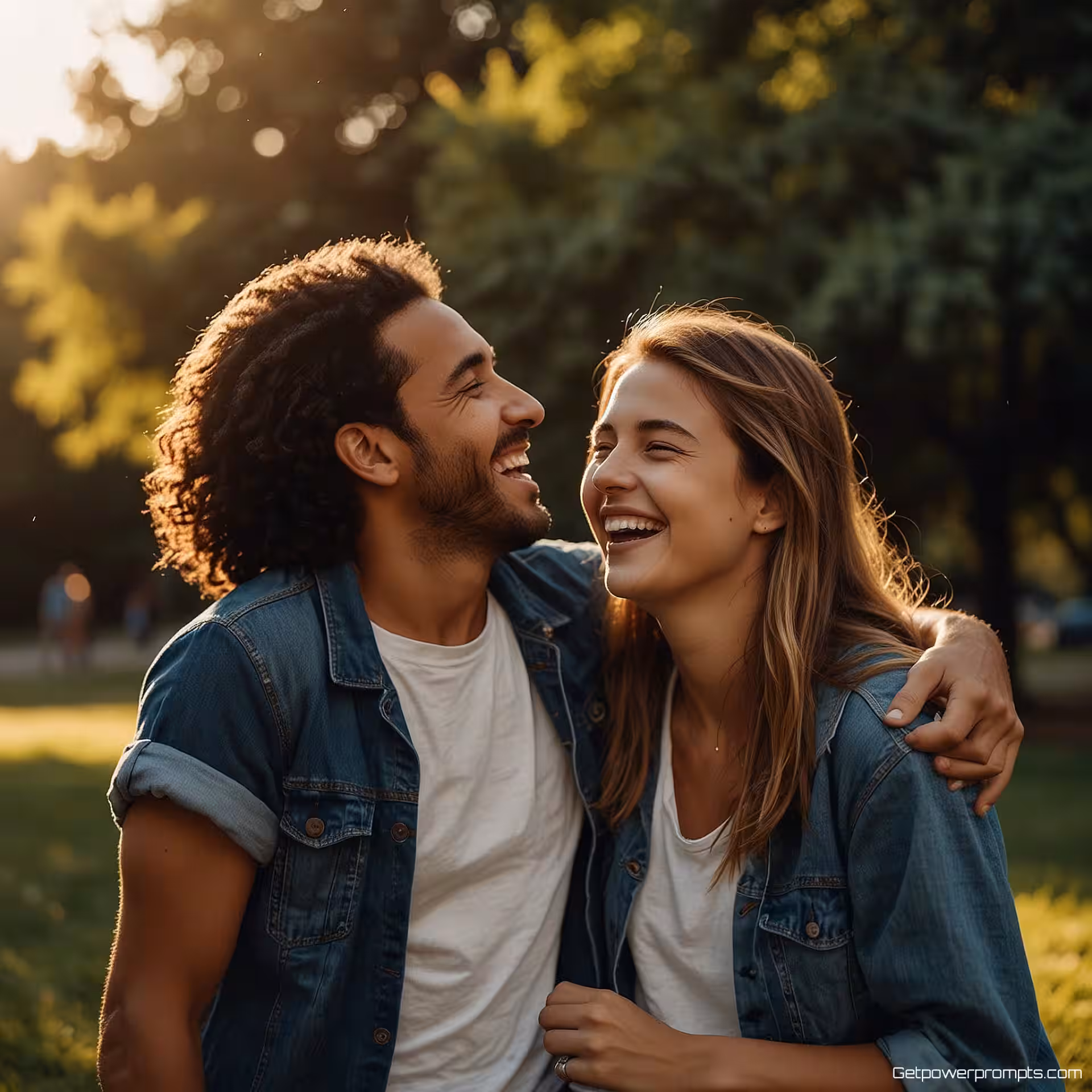 Vrienden die samen lachen, fotorealistisch, gefocust sfeer, stadsstraat achtergrond, zacht licht belichting, menselijke interactie, authentiek moment, lifestyle fotografie, natuurlijke compositie, website hero-afbeelding, spontane stijl, emotionele verbinding