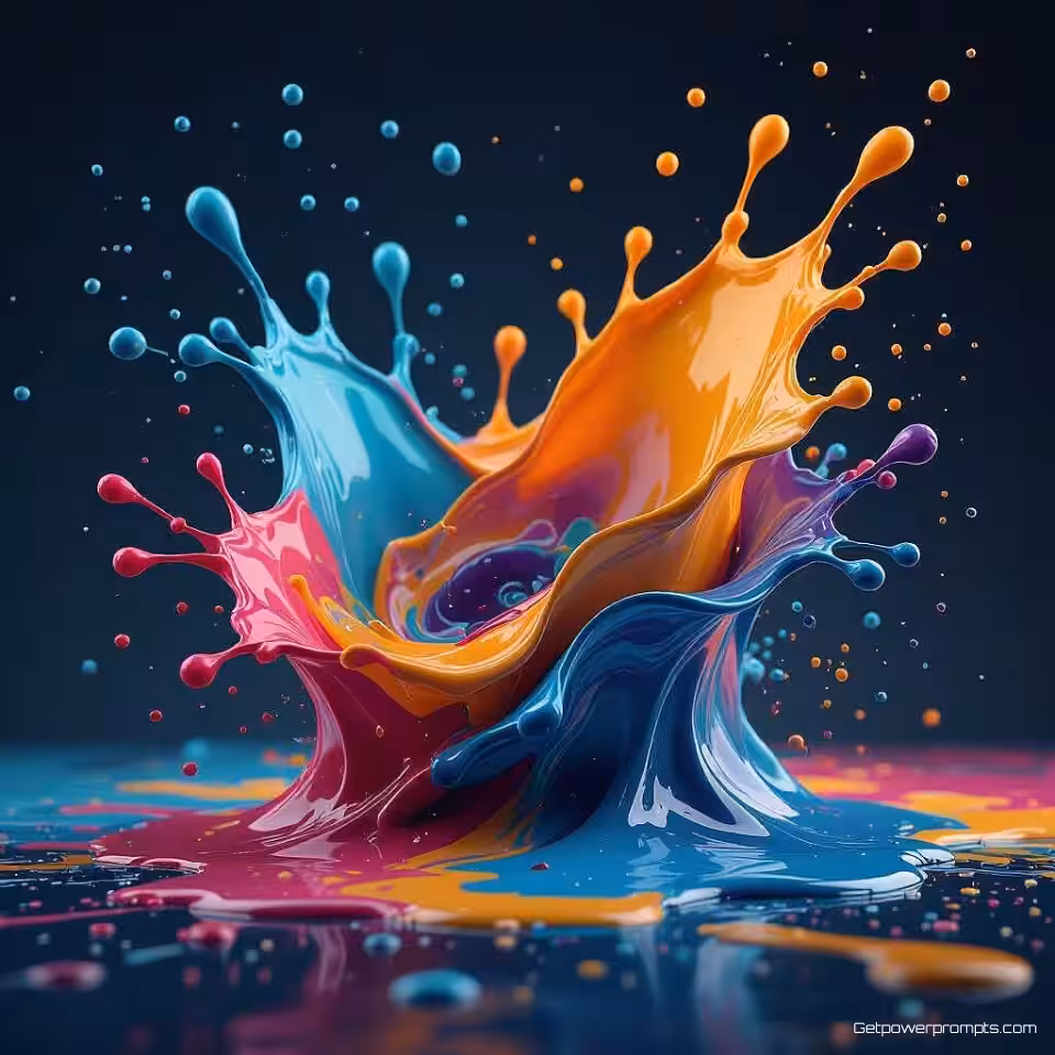 Verfspetters, fotorealistisch, energiek sfeer, studio achtergrond, zacht licht verlichting, vloeibare bewegingseffect, vloeiende organische vormen, dynamische spetters, bevroren beweging, moderne website hero afbeelding, abstracte vloeistofdynamica, pastelkleuren, etherische beweging, professioneel ontwerp