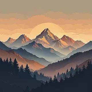 Berglandschap, digitale collage kunst, aquarel elementen elementen, warme aardetinten kleurenschema, effen kleur achtergrond, zacht licht belichting, mixed media compositie, blog header ontwerp, gelaagde texturen, hedendaagse esthetiek, visuele verhaalvertelling, professionele presentatie, schone typografie ruimte