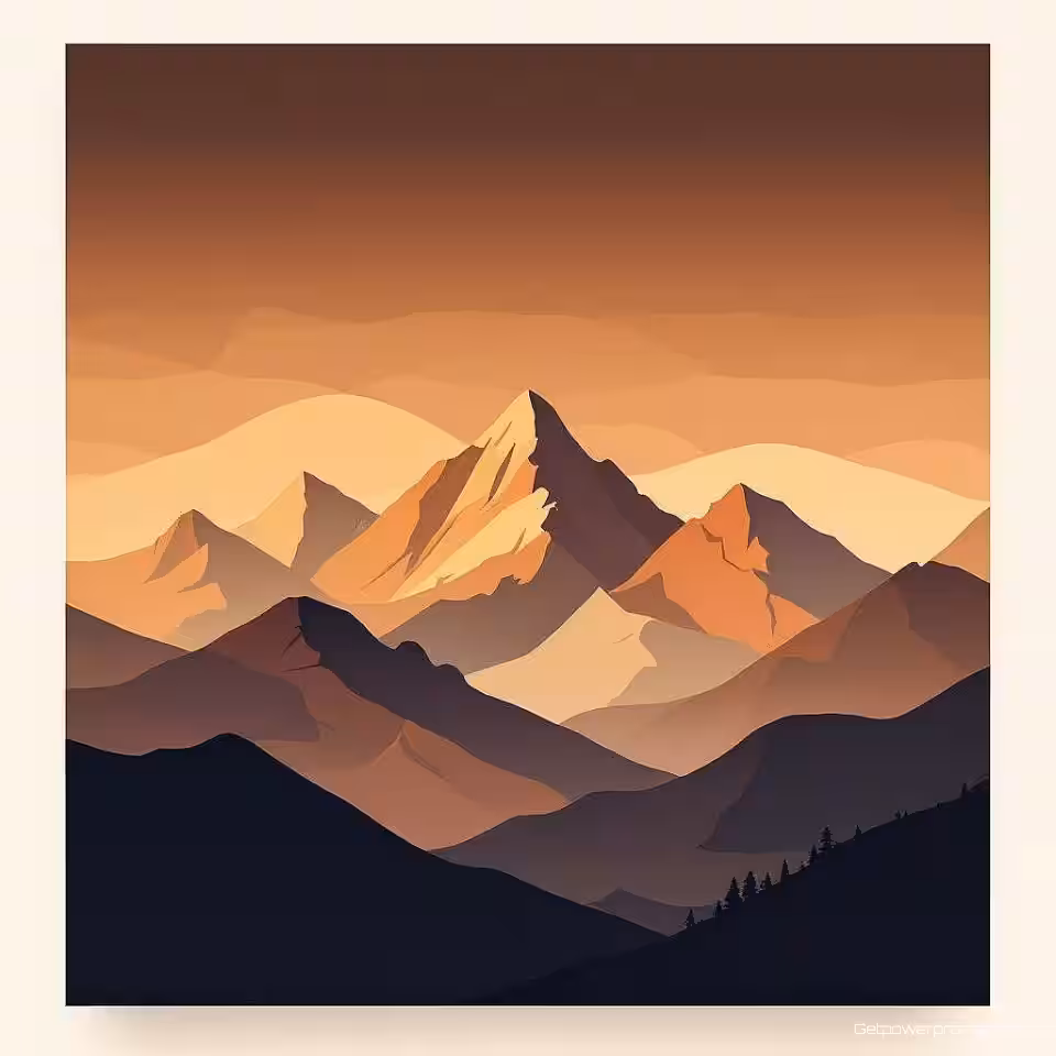 Berglandschap, geometrisch ontwerp, warme aardetinten kleurenschema, kleurverloop achtergrond, zacht omgevingslicht verlichting, abstracte compositie, blogkoptekst lay-out, moderne esthetiek, schone typografie ruimte, professionele presentatie, scherpe focus, minimalistische elementen