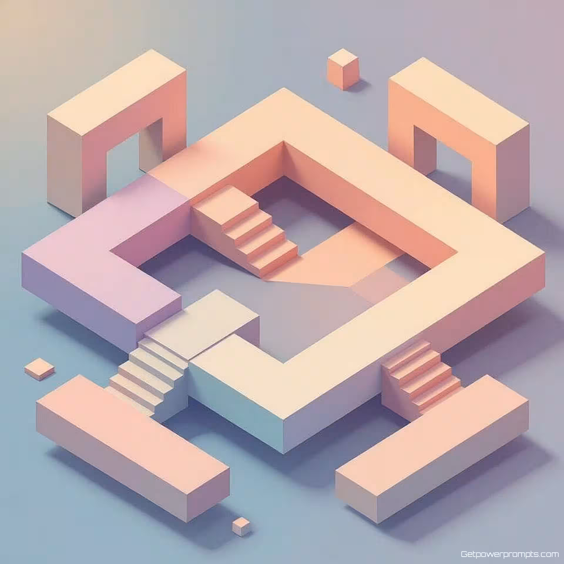 Geometrische patronen, isometrisch ontwerp, flat design weergave, pastelkleuren kleurenschema, gradiënt achtergrond, zacht licht verlichting, geometrische compositie, blogkoptekst lay-out, moderne esthetiek, schone typografie ruimte, professionele presentatie, driedimensionaal perspectief, architectonische elementen