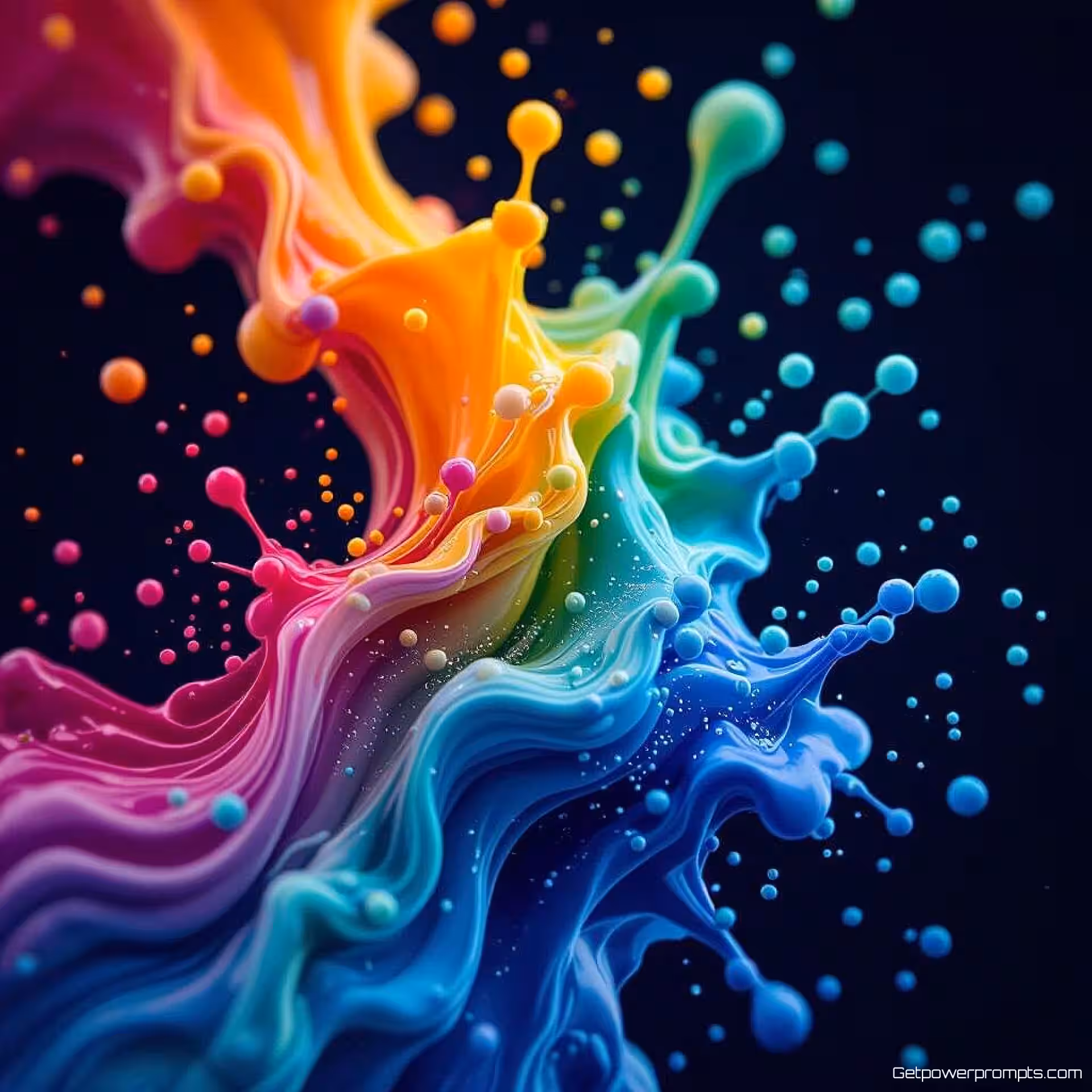 Kleurrijke inktdruppels, vloeibare beweging fotografie, levendige regenboogkleuren kleurenschema, donkere studio achtergrond achtergrond, zacht zijlicht verlichting, vloeistofdynamica compositie, blog header ontwerp, motion capture esthetiek, professionele presentatie, schone typografie ruimte, dynamische stroompatronen, hedendaagse visuele stijl