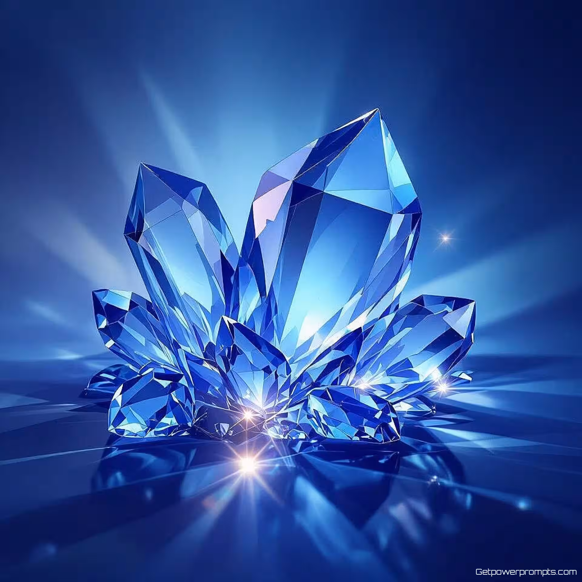 Gefacetteerd diamant kristalformaties, verloop achtergrond, koele blauwen kleurenpalet, geometrische mineraalpatronen, naadloos herhalend webachtergrond, moderne digitale kunst, doorschijnende kristaleffecten, omgevingsgloed belichting, professioneel ontwerp, subtiele brekingsdetails, abstracte edelsteentexturen