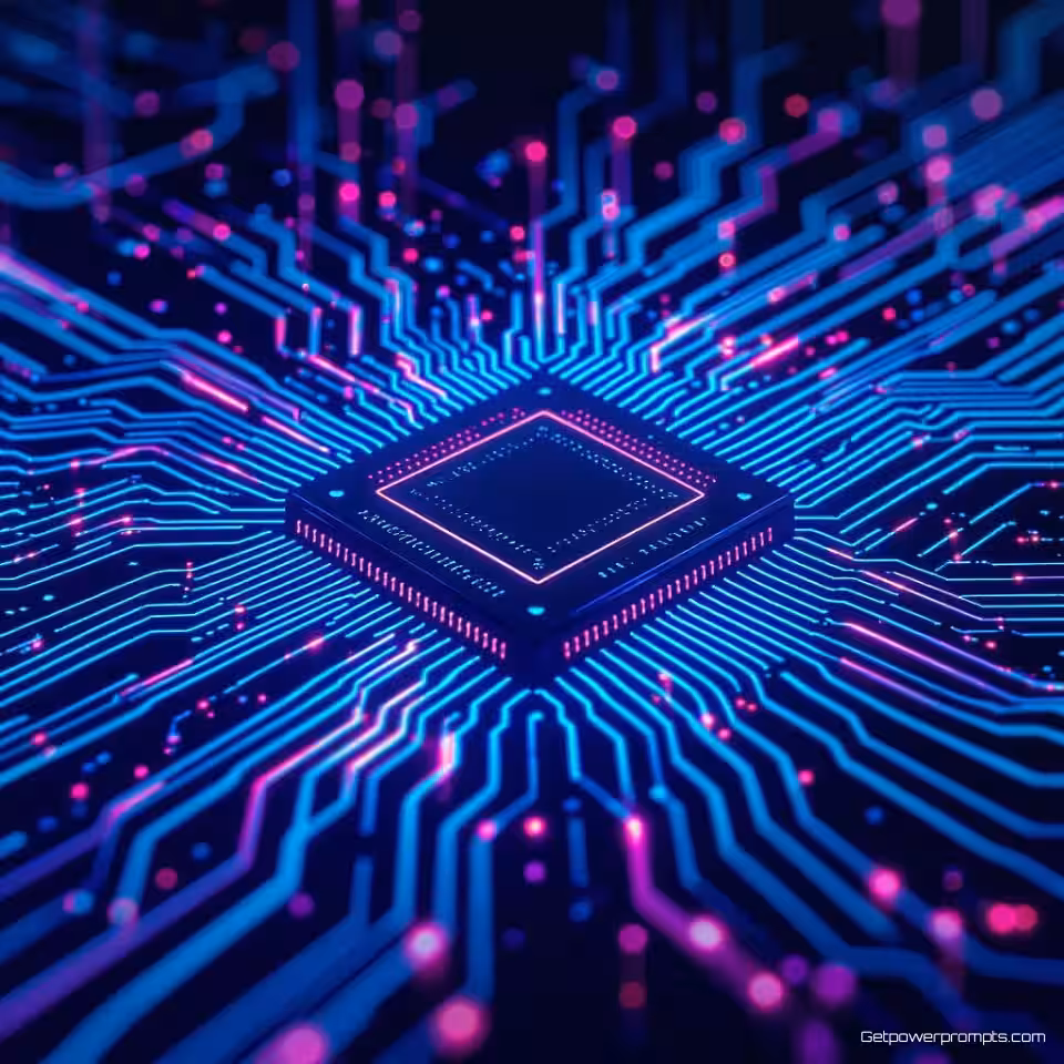 Printplaat patroon holografisch rasterpatroon, donker verloop achtergrond, cyaan en paars kleurenpalet, futuristische digitale kunst, gloeiende rasterlijnen, naadloze webachtergrond, etherische lichteffecten, cyberpunk esthetiek, doorschijnende lagen, modern technologisch ontwerp